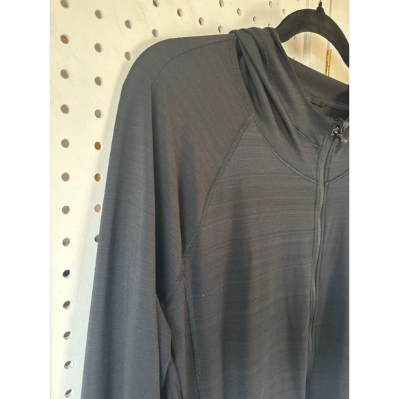 Athleta Women's Lg Black Zip Jersey Thin Hooded Shirt Jacket Lightweight Active - Picture 2 of 6